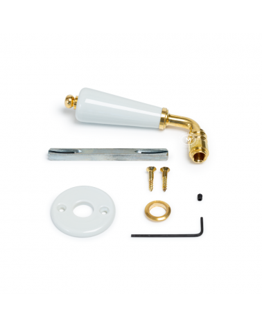 Barrel door handle on white porcelain rose Merigous -- nickel-plated finish - designer handle