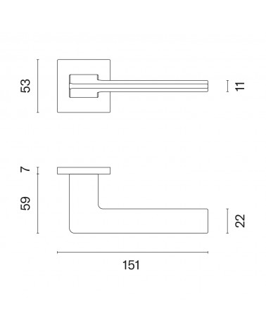 Graphite OMA door handle with dimensions