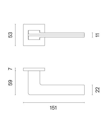 Graphite OMA door handle with dimensions