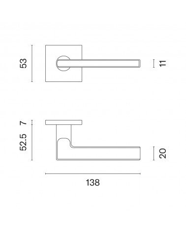 SIRA door handle with dimensions