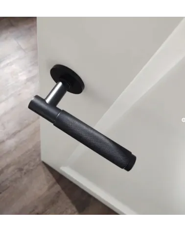 Black Time Slim door handle design handle fitted on an ajar door top view