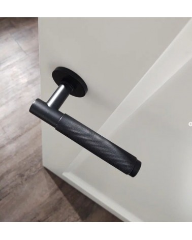 Black Time Slim door handle design handle fitted on an ajar door top view
