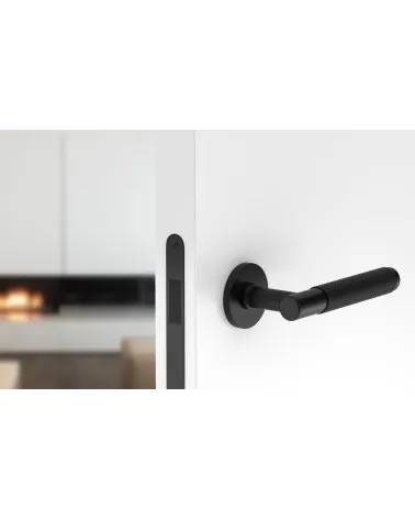 Black Time Slim door handle design handle fitted on an ajar door