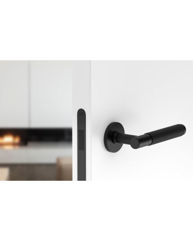 Black Time Slim door handle design handle fitted on an ajar door