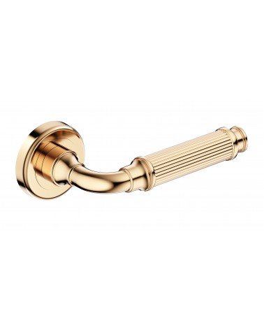 Polished gold ARIA Slim door handle design handle tilted view