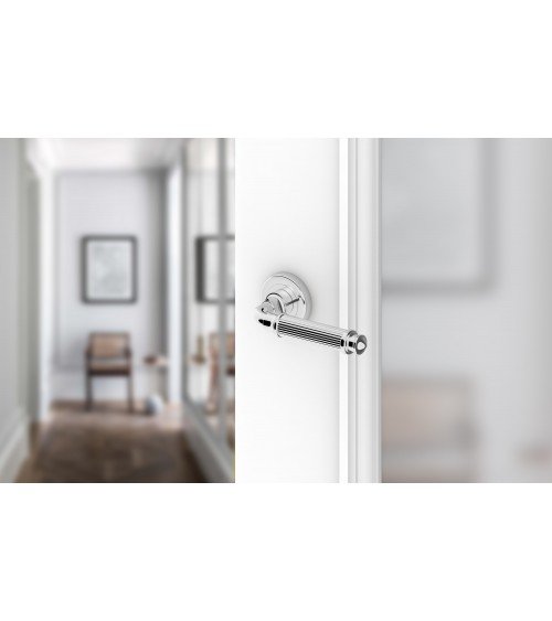 Polished chrome ARIA Slim door handle design handle