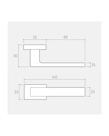 FOCUS graphite door handle with dimensions