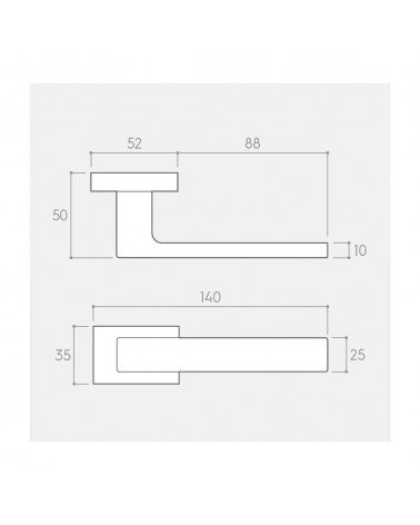 FOCUS graphite door handle with dimensions