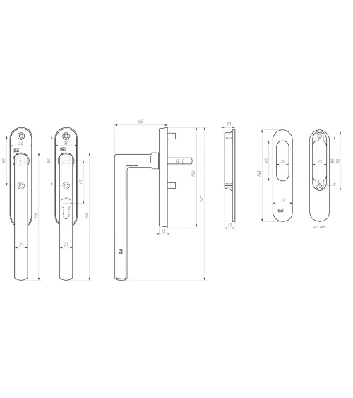 Window handle for sliding bay in raw bronze - designer handle