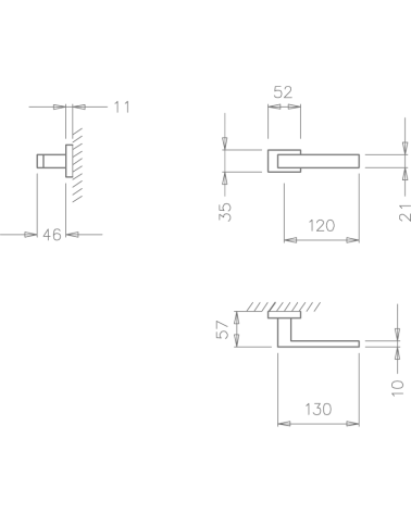 TUPAI 2275 door handle with dimensions