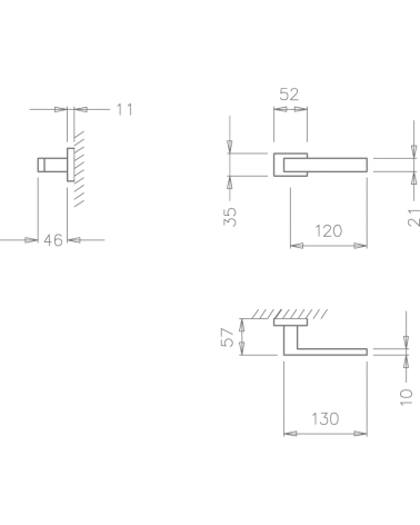TUPAI 2275 door handle with dimensions