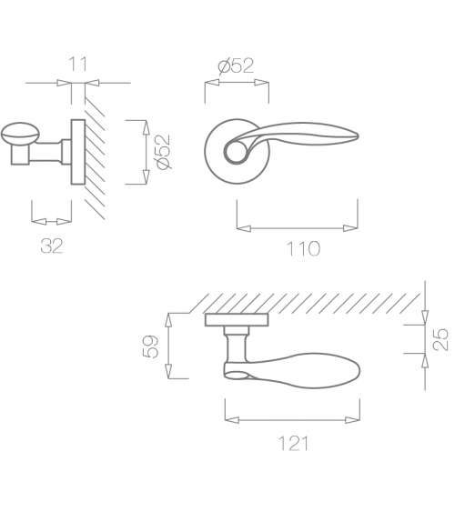 TUPAI 1938 polished chrome door handle design handle