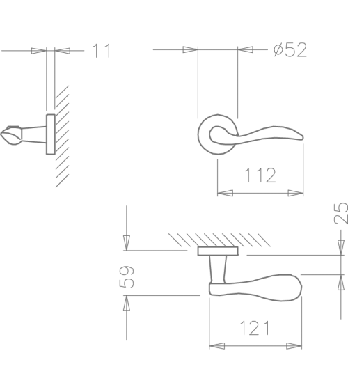 TUPAI 1948 polished chrome door handle design hardware