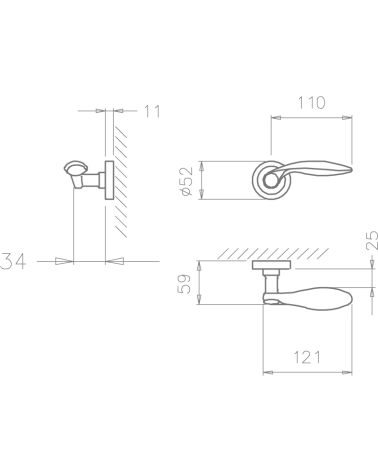 TUPAI 1917 door handle with dimensions