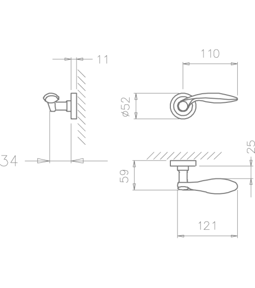TUPAI 1917 brushed nickel door handle design handle