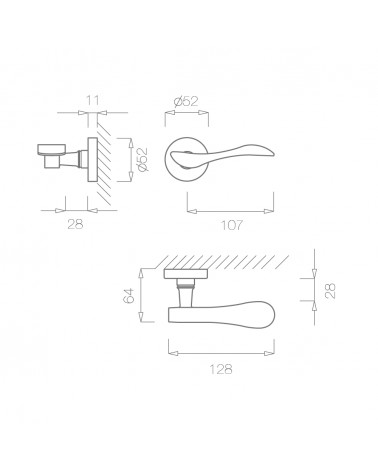 TUPAI 940 door handle with dimensions