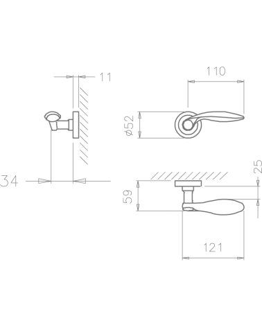 TUPAI 1917 door handle with dimensions