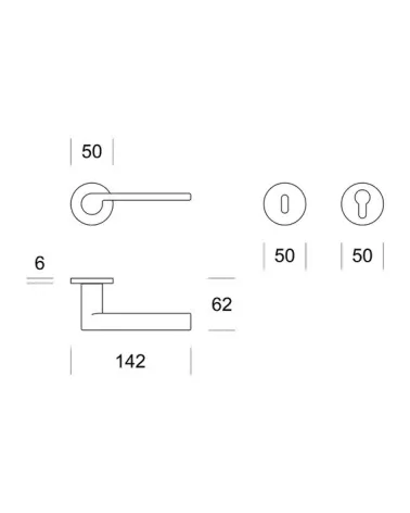 Ento Lev door handle with dimensions