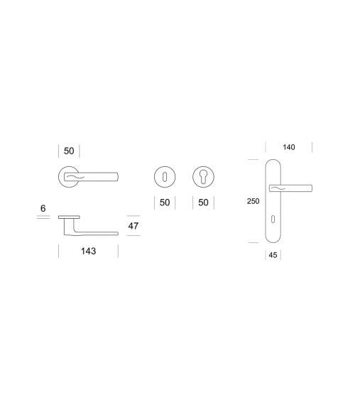 Polished Chrome Door Handle ENTO SAND - designer handle