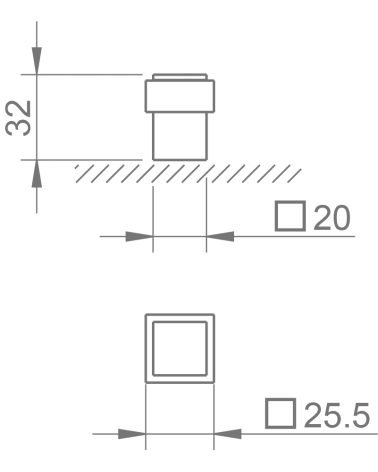 TUPAI 2617 door stop with dimensions