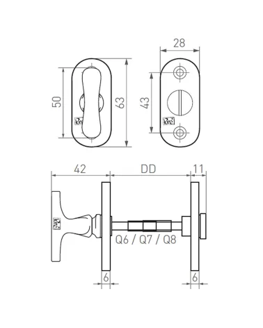 CDF door rose WC-PBTC 1 - design handle