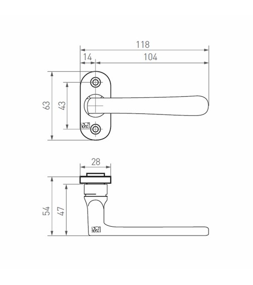Bronze design door handle PHL L+L PBTC1 - designer handle