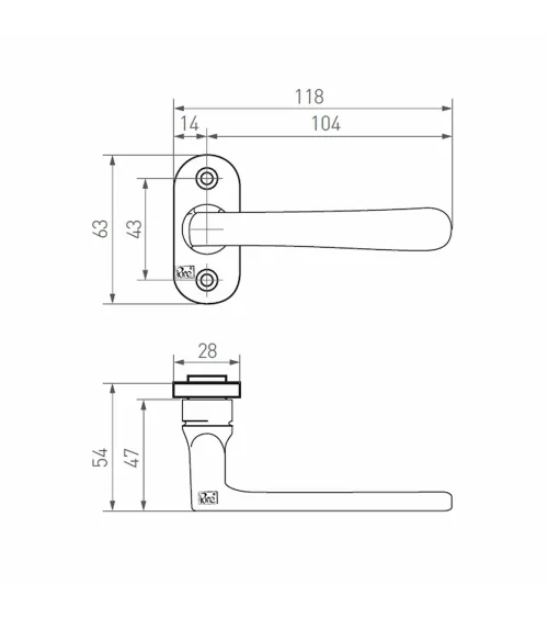 Bronze design door handle PHL L+L PBTC1 - designer handle