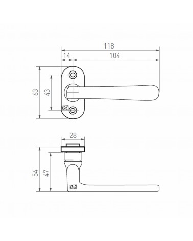 PHL L+L PBTC1 bronze design door handle - design handle