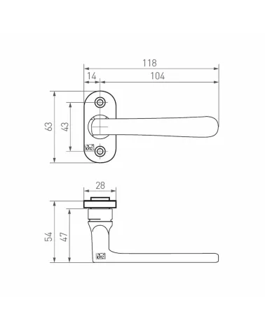 PHL L+L PBTC1 bronze design door handle - design handle