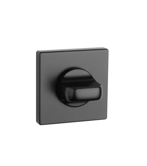 Square escutcheon set with WC or bathroom privacy turn in black finish