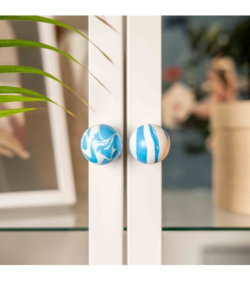 Azure Blue beech wood furniture knob designer handle