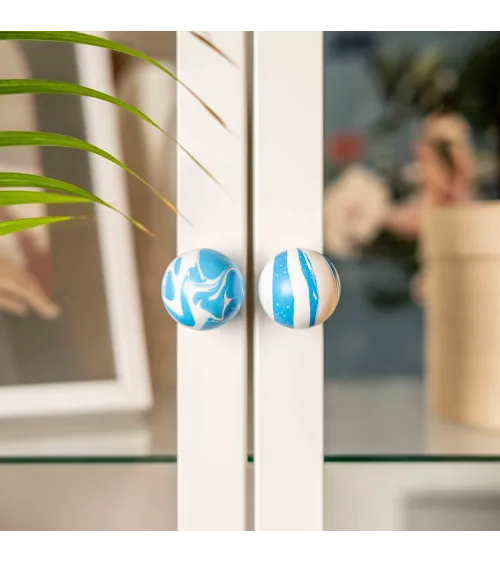 Azure Blue beech wood furniture knob designer handle