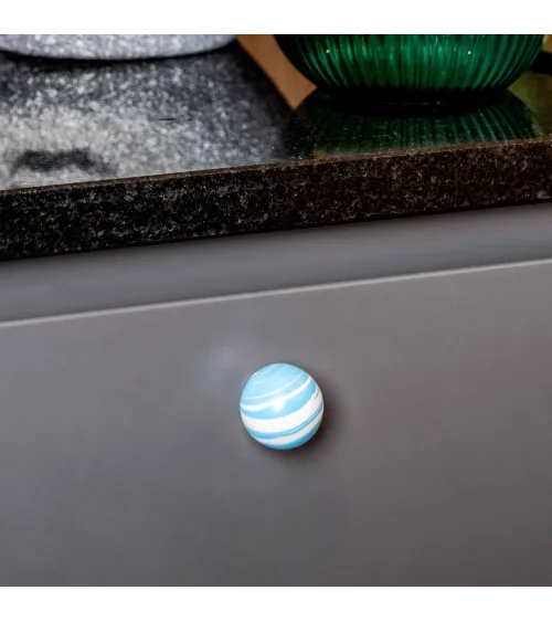 Azure Blue beech wood furniture knob designer handle