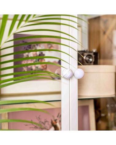 Lavender beech wood furniture knob design handle fixed on a glass door