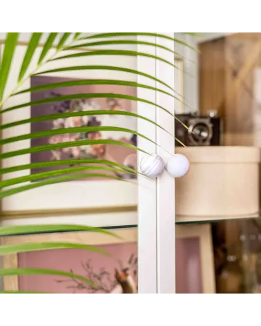 Lavender beech wood furniture knob design handle fixed on a glass door