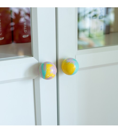 Funky yellow beech wood furniture knob design handle