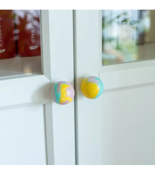 Funky yellow beech wood furniture knob design handle