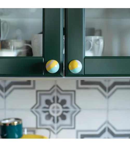 Funky yellow beech wood furniture knob design handle