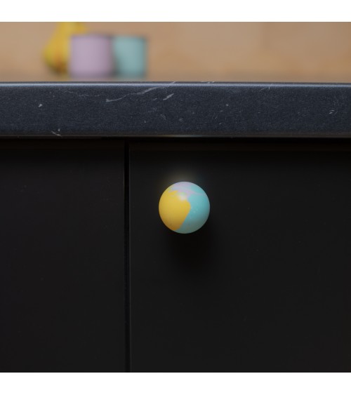Funky yellow beech wood furniture knob design handle