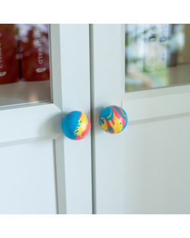 Happy dream beech wood furniture knob design handle mounted on a semi-glazed door