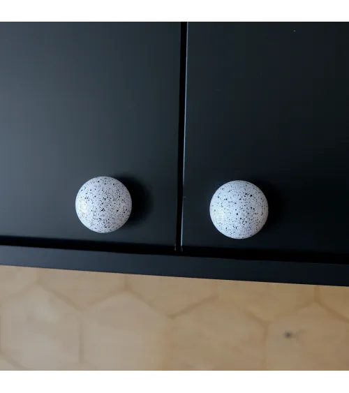 White/black mix beech wood furniture knob design handle