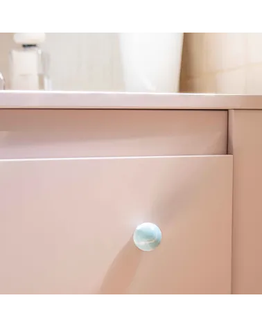 Grey blue beech wood furniture knob design handle close-up top view