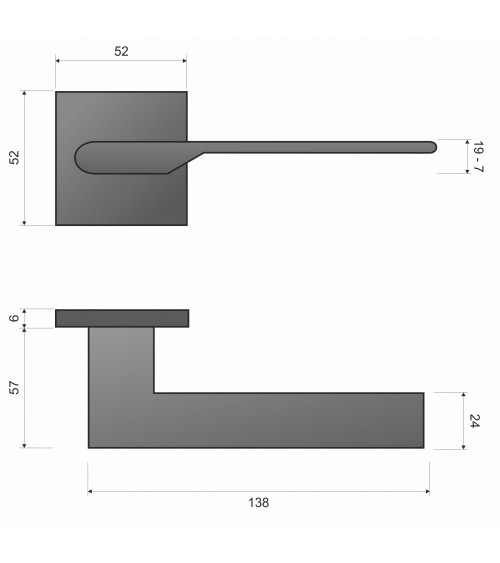 Black Door Handle Line TORO Square - designer handle