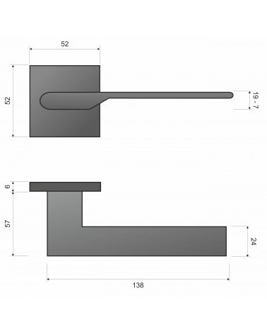 Black Door Handle Line TORO Square - designer handle