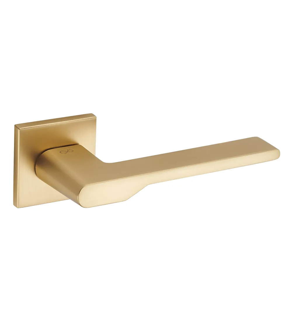 Satin Gold Door Handle Line TORO Square - designer handle