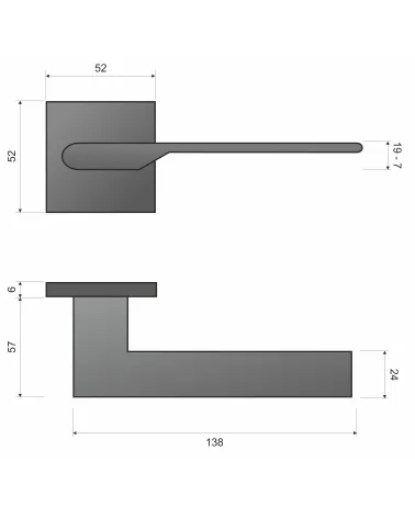 Satin Gold Door Handle Line TORO Square - designer handle