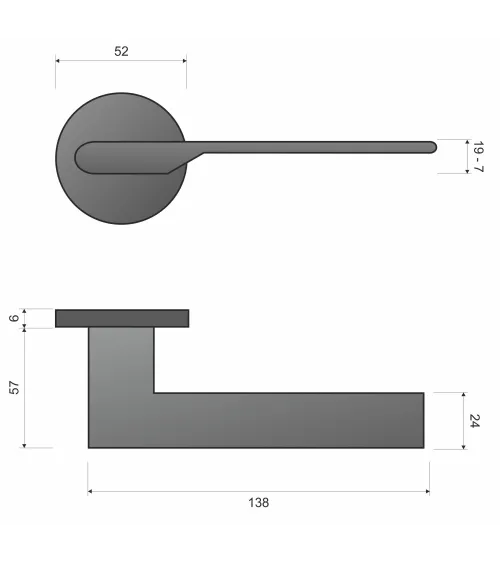 Satin Gold Door Handle Line TORO Round - designer handle