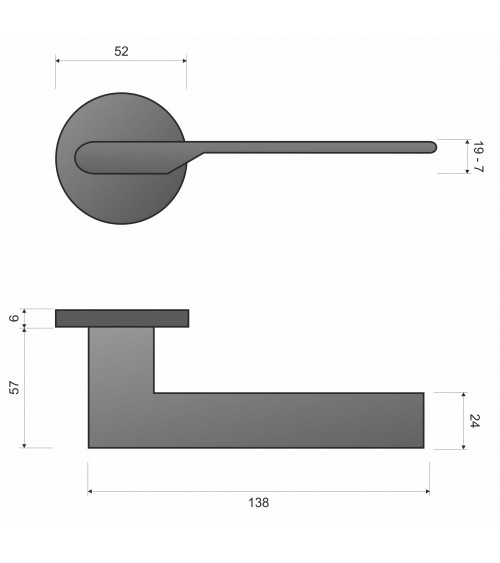Satin Gold Door Handle Line TORO Round - designer handle