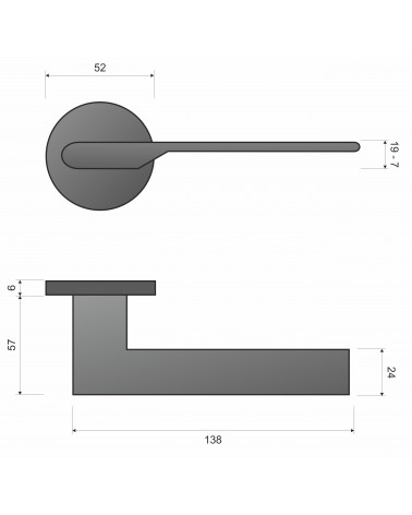 Satin Gold Door Handle Line TORO Round - designer handle