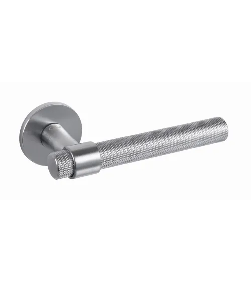Satin Chrome Door Handle Line GHOST Round - designer handle